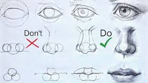 how to draw realistic lip eyes nose