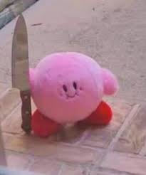 Uses c characters instead of angle brackets to show kirby's hands; Kirby With A Knife Short Meme Handmade With Lovelisa