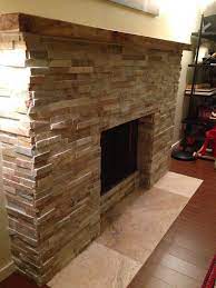 stack stone fireplace remodel modern