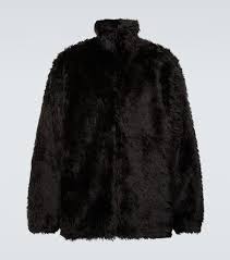 Faux Fur Jacket In Black Balenciaga