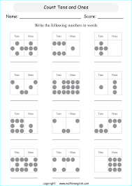 Tens Ones Chart Printable Grade 1 Math Worksheet