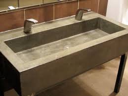 Modern Gray Concrete Trough Sink For