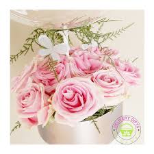 fl box rose silver with pink roses