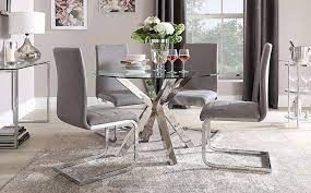 Round Chrome And Glass Dining Table