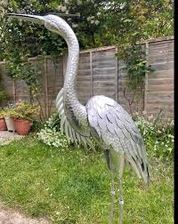 Silver Heron Garden Sculpture 114cm