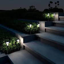 Pure Garden 17 In Silver Outdoor Integrated Led Solar Pathway Lights 6 Pack Hw1500266 The Home Depot