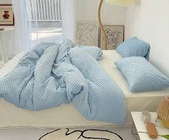 Blue Short Plush Bed Sheet Duvet Cover