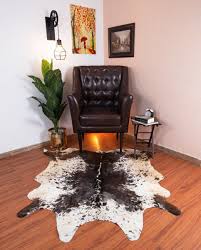 large cowhide rug black white 5x6 ft