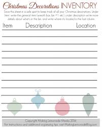 Free Printable Christmas Decorations Inventory List