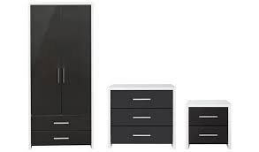 For a sleek and modern take on bedroom furniture, white furniture sets can make a dramatic statement. Buy Habitat Broadway Gloss 3 Piece Wardrobe Set Black White Bedroom Furniture Sets Argos