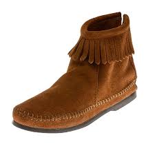 Minnetonka Moccasins 282 Womens Hardsole Ankle Boot Brown Suede Hard Sole Boots