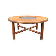 Round Teak And Glass Coffee Table