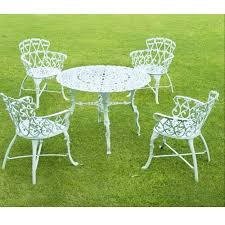 Outdoor White Cast Aluminum 4 Chair Set