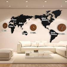 diy 3d wooden wall clock world map