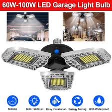 Details About Led Deformable Garage Lights 60w 100w Ultra Bright Workshop Ceiling Lamp E27 E26