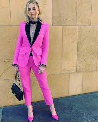 hot pink red carpet women pants suits