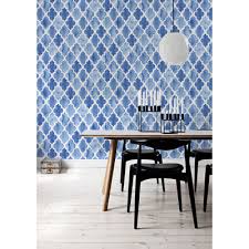 Blue Moroccan Clover Wallpaper Wall