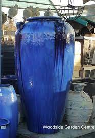 extra large glazed tall blue temple jar