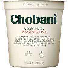 chobani greek whole milk plain yogurt