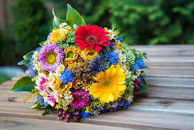 hand tied bouquet of beautiful colorful