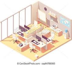 Vector Isometric Office With Cubicle