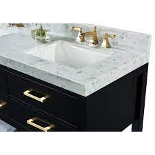 Some of our vanities may be delivered with a backsplash, but if that. Ancerre Designs Elizabeth 60 In W X 22 In D Bath Vanity In Black Onyx W Marble Vanity Top In White W White Basin And Gold Hardware Vts Elizabeth 60 Bo Cw Gd The Home Depot