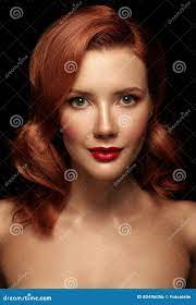 Portrait of Young Sexual Redhead Naked Girl with Red Lips and Lo Stock  Photo - Image of lady, face: 80496056