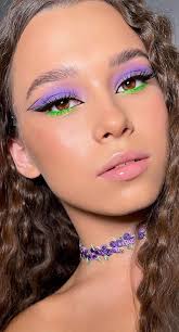 lavender and neon green eyeshadow
