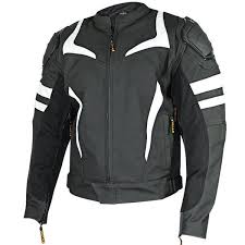 Vulcan Vtz940 Black White Leather Armored Motorcycle Jacket