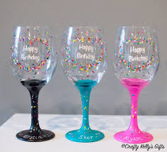 Hand Painted Birthday Wine Glass 21st