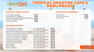 tropical smoothie cafe menu s