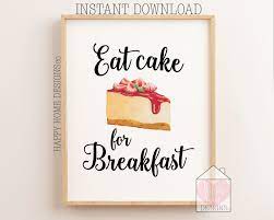 Breakfast Kitchen Wall Art Cake Print