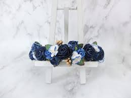 *please note this flower does not come attached to a clip. Navy Blue Royal Blue Silver Gold Flower Wedding Hair Crown