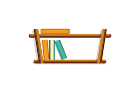 Wood Book Shelf Icon Cartoon Style