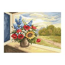 Tapestry Canvas Flowers In The Window