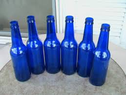 6 cobalt blue beer bottles for brewing