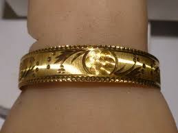 21k kdm r yellow solid gold cuff bangle
