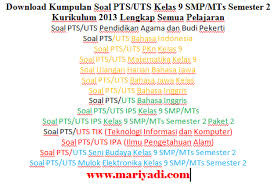 Soal PTS/UTS Bahasa Jawa Kelas 9 SMP/MTs Semester 2 Kurikulum 2013 -  Mariyadi.com gambar png