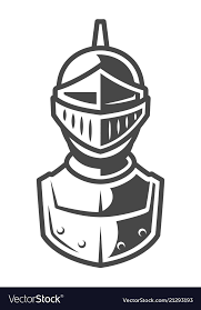Knight Metal Helmet Front View Template Royalty Free Vector