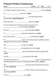 23 printable present perfect continuous