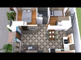3d Simple House Plan With Two Bedrooms