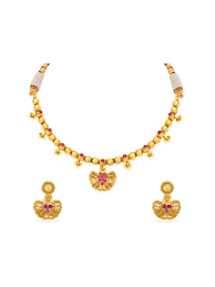 tanishq 18k gold necklace earring