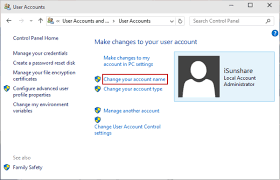 change user account name in windows 10