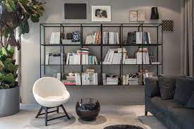modern wall bookshelves with intricate