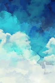 Watercolor Blue And White Clouds Fabric