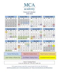 This page shows a calendar with calendar week numbers. School Calendar 2020 2021 Mca Academy