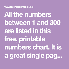 All The Numbers Between 1 And 300 Are Listed In This Free