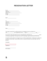 free resignation letters templates