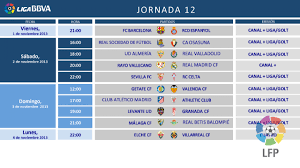 liga bbva matchday 12 schedule laliga