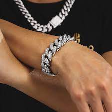 iced out cuban bracelet with
